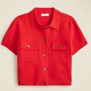 J. Crew Short Sleeve Pocket Cardigan - S - Bright Rouge Red - NWT